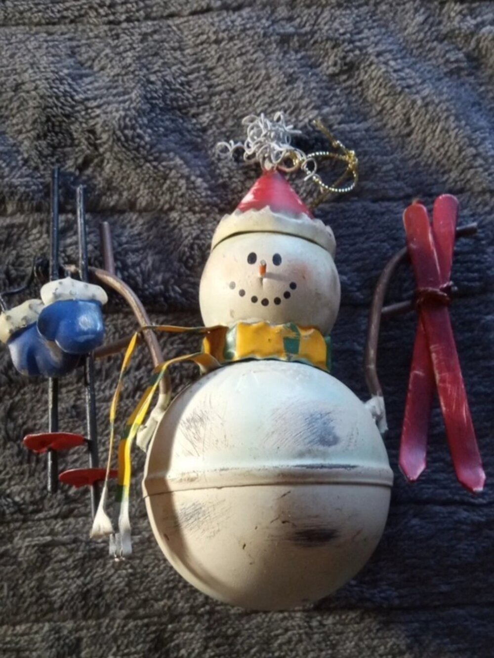 Metal Skiing Snowman Christmas Ornament
